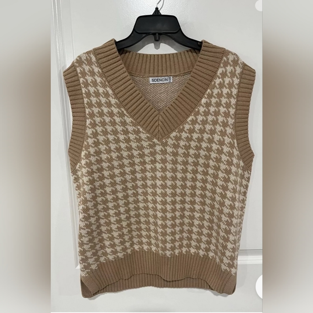 Sdencin Women Knit Sweater Vest Sleeveless Loose V-Neck Med